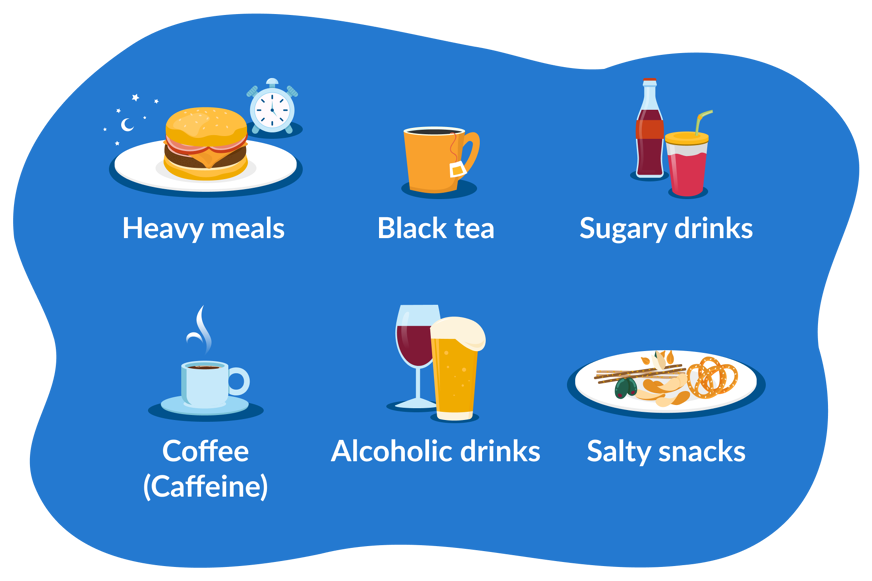 Unhealthy food and drink for sleep